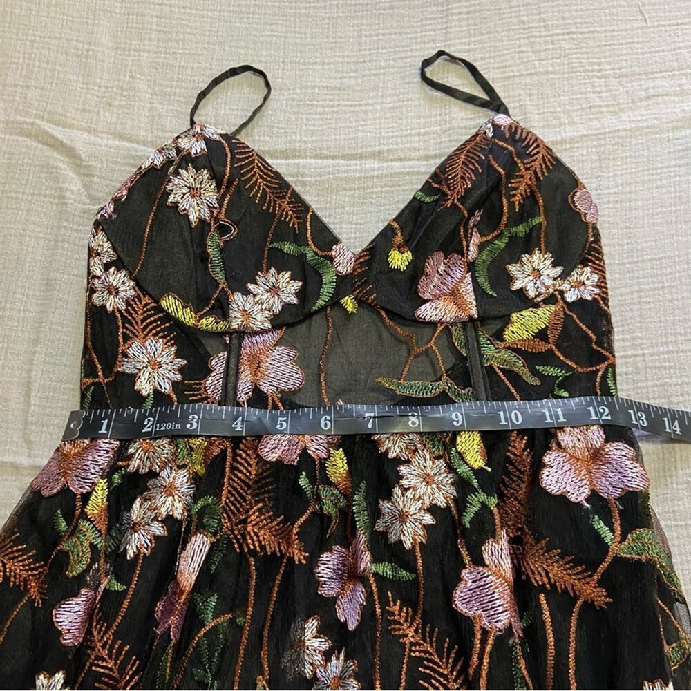 NWOT Lulus Radiant Fantasy Black Floral Embroidered Tulle Maxi Dress - Picture 2 of 10